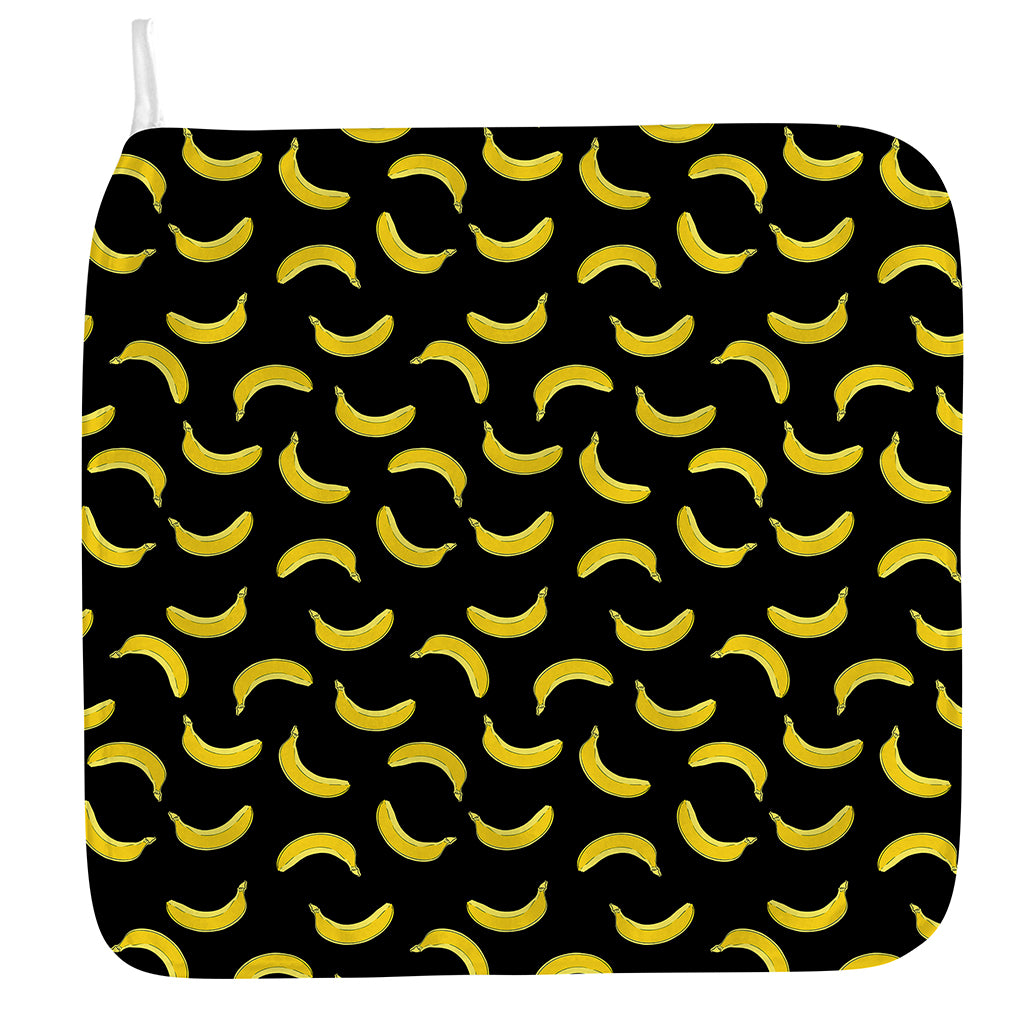 Black And Yellow Banana Pattern Print Hand Towel