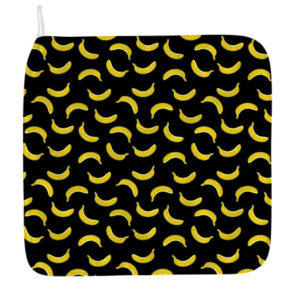 Black And Yellow Banana Pattern Print Hand Towel