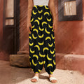 Black And Yellow Banana Pattern Print Harem Pants