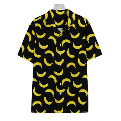 Black And Yellow Banana Pattern Print Hawaiian Shirt