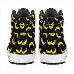 Black And Yellow Banana Pattern Print High Top Leather Sneakers