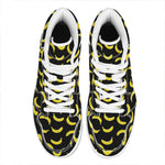 Black And Yellow Banana Pattern Print High Top Leather Sneakers
