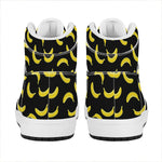 Black And Yellow Banana Pattern Print High Top Leather Sneakers
