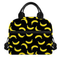 Black And Yellow Banana Pattern Print Insulated Lunch Bag