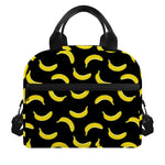 Black And Yellow Banana Pattern Print Insulated Lunch Bag