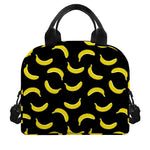 Black And Yellow Banana Pattern Print Insulated Lunch Bag