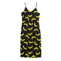 Black And Yellow Banana Pattern Print Jersey Midi Cami Dress