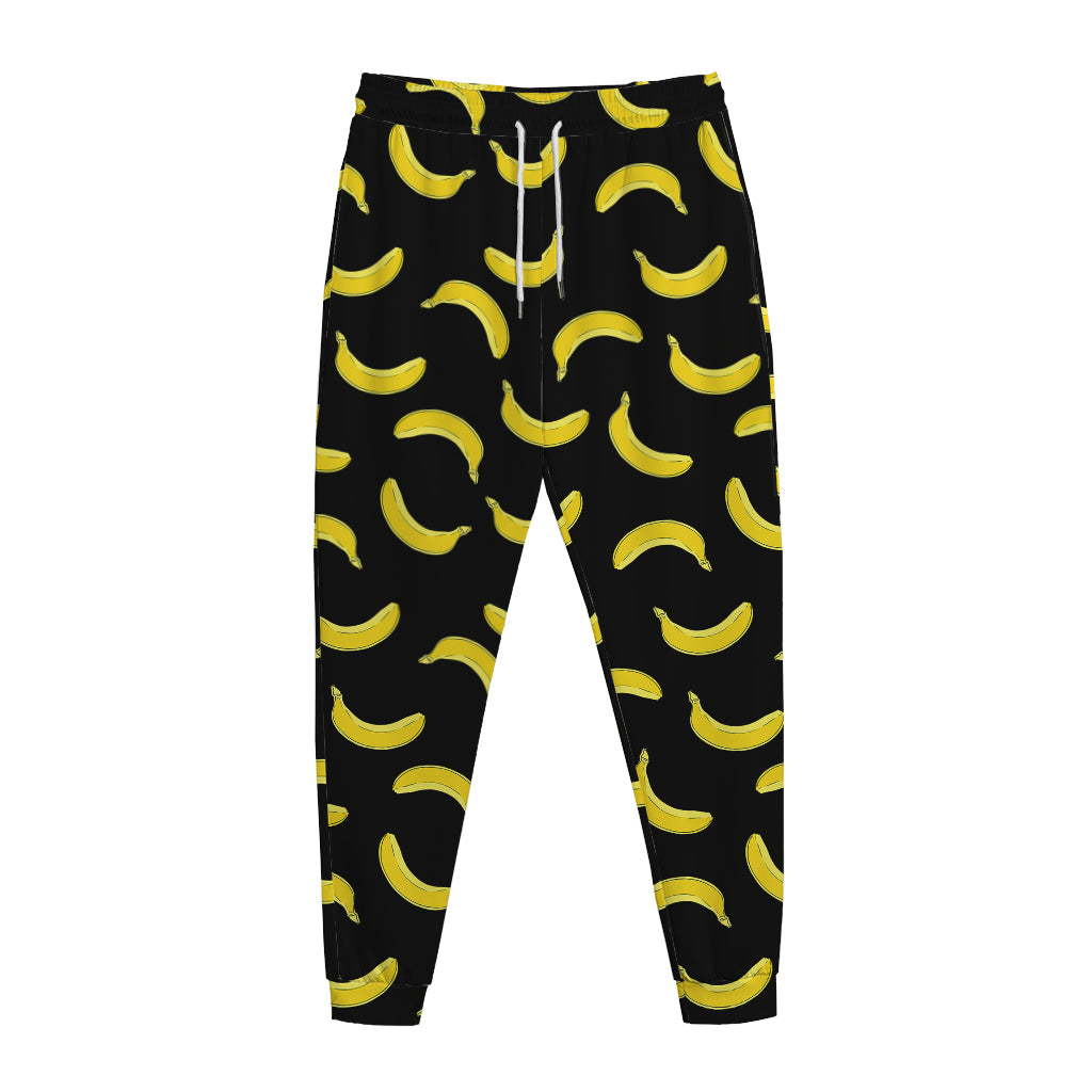 Black And Yellow Banana Pattern Print Jogger Pants