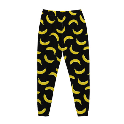 Black And Yellow Banana Pattern Print Jogger Pants