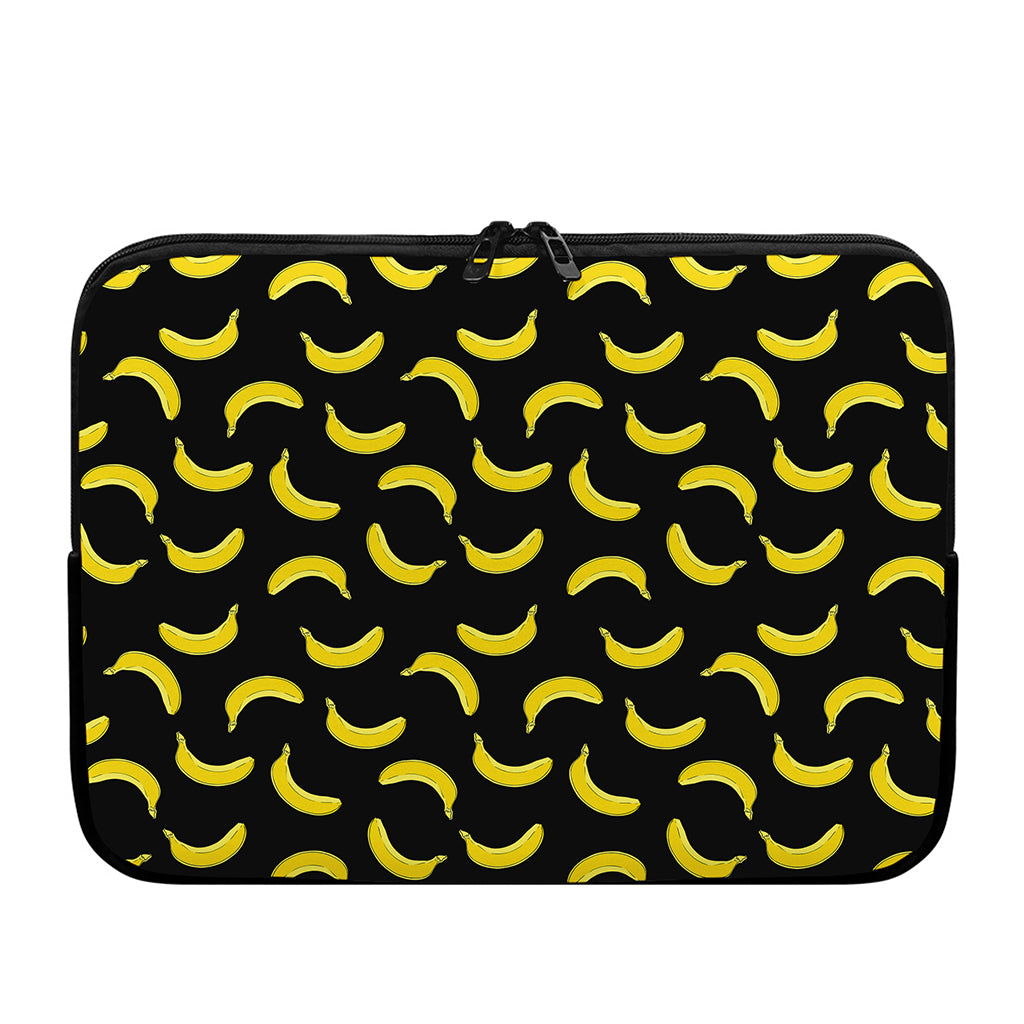 Black And Yellow Banana Pattern Print Laptop Sleeve