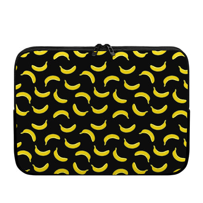 Black And Yellow Banana Pattern Print Laptop Sleeve