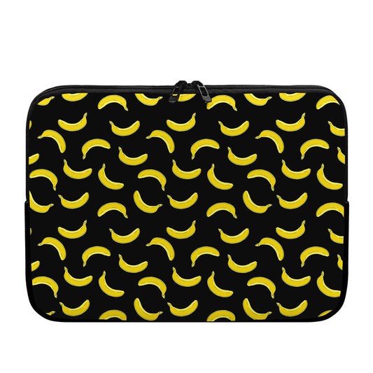 Black And Yellow Banana Pattern Print Laptop Sleeve