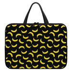 Black And Yellow Banana Pattern Print Laptop Sleeve With Handle