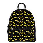 Black And Yellow Banana Pattern Print Leather Backpack