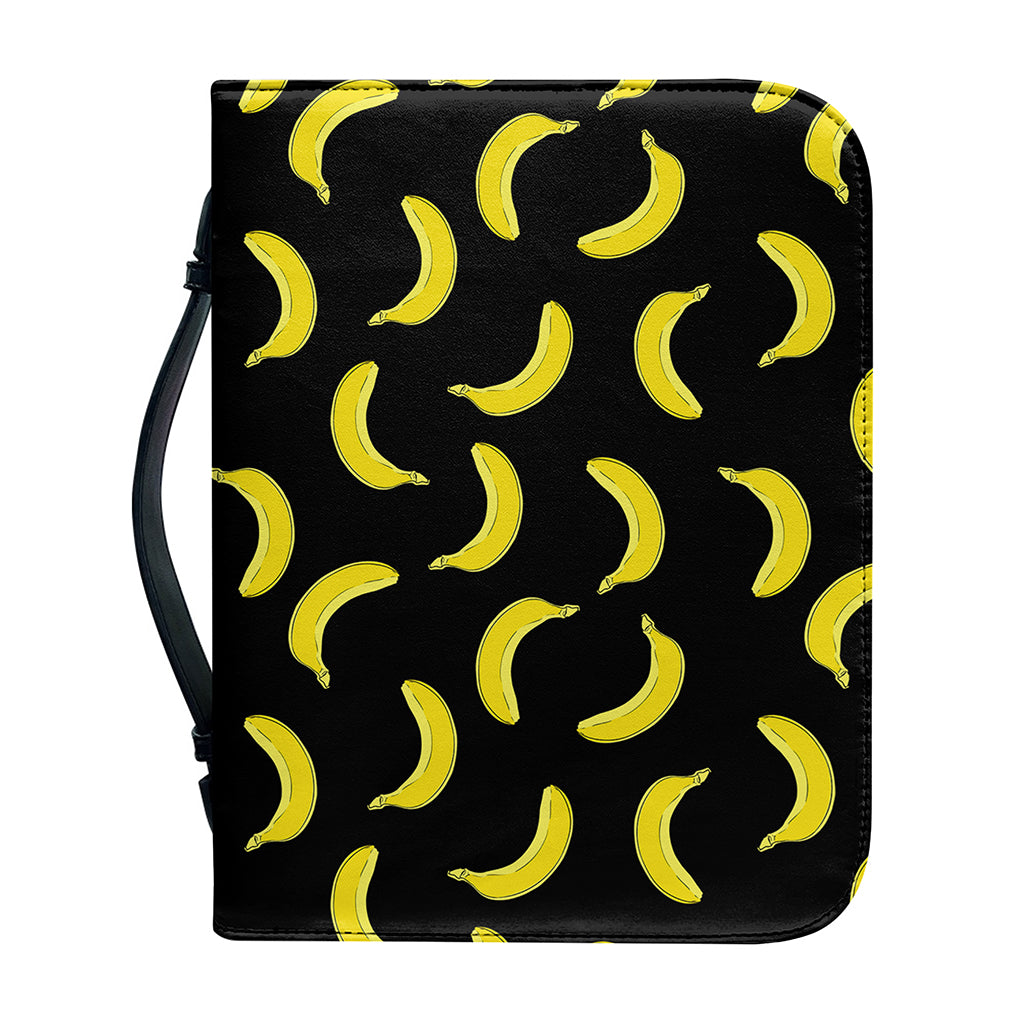 Black And Yellow Banana Pattern Print Leather Bible Cover