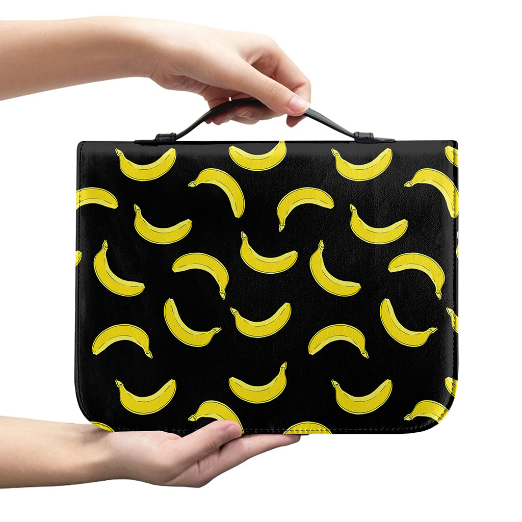 Black And Yellow Banana Pattern Print Leather Bible Cover