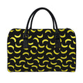 Black And Yellow Banana Pattern Print Leather Duffel Bag