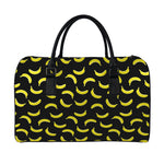Black And Yellow Banana Pattern Print Leather Duffle Bag