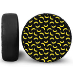 Black And Yellow Banana Pattern Print Leather Spare Tire Cover