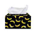 Black And Yellow Banana Pattern Print Leather Tissue Box Cover