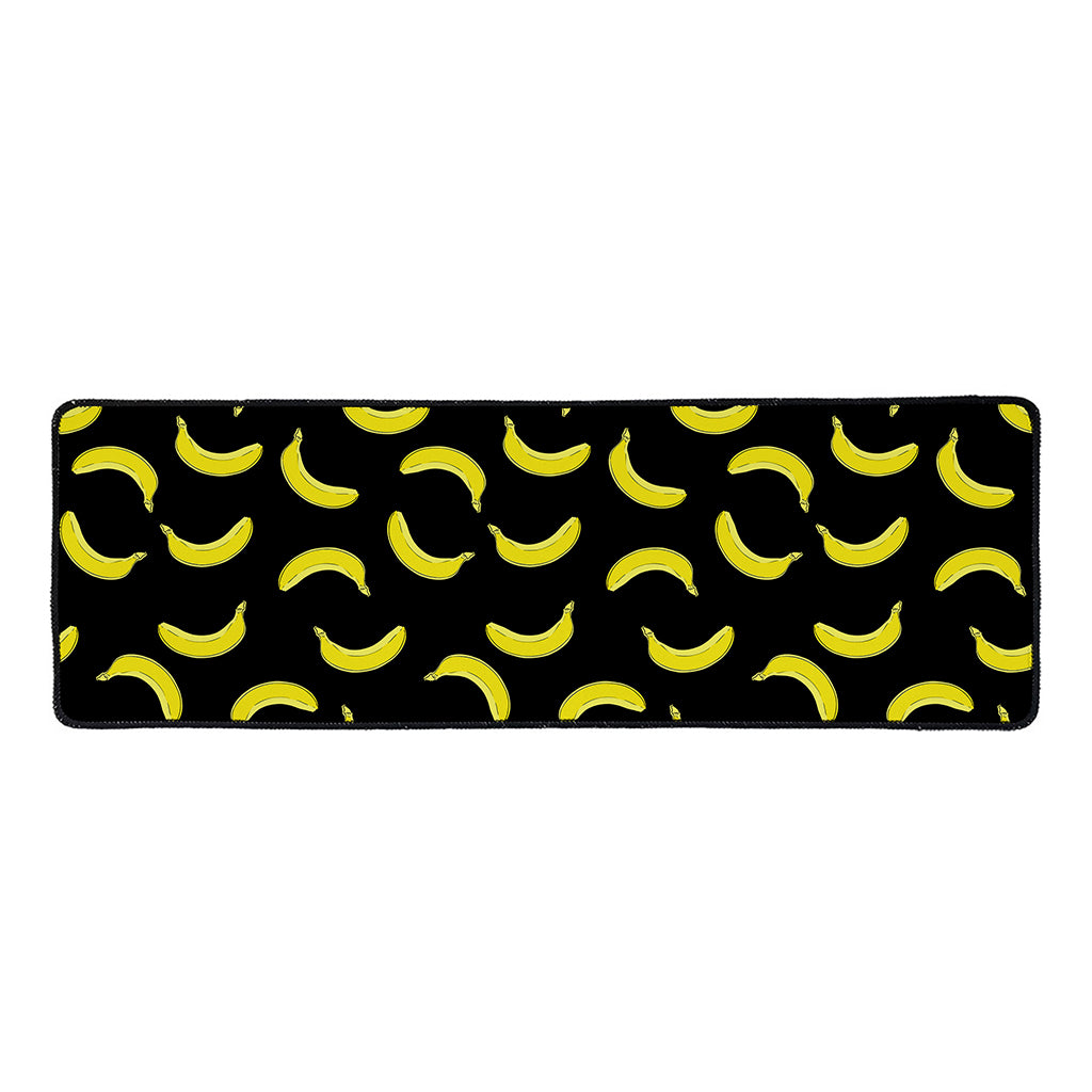 Black And Yellow Banana Pattern Print Long Kitchen Mat