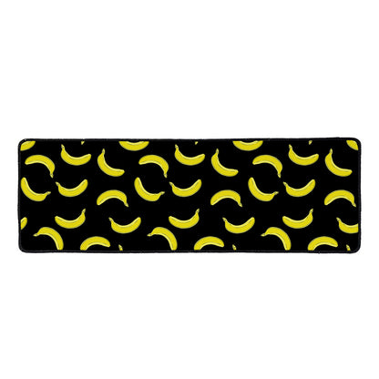 Black And Yellow Banana Pattern Print Long Kitchen Mat