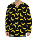 Black And Yellow Banana Pattern Print Long Sleeve Baseball Jersey