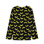Black And Yellow Banana Pattern Print Long Sleeve Short Coat