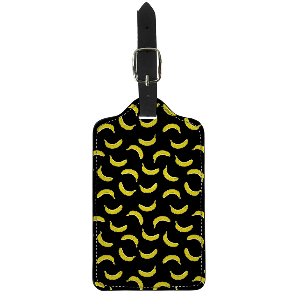 Black And Yellow Banana Pattern Print Luggage Tag