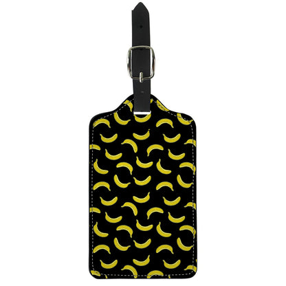 Black And Yellow Banana Pattern Print Luggage Tag