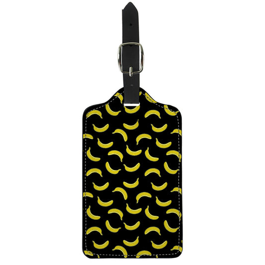 Black And Yellow Banana Pattern Print Luggage Tag