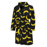 Black And Yellow Banana Pattern Print Men's Bathrobe
