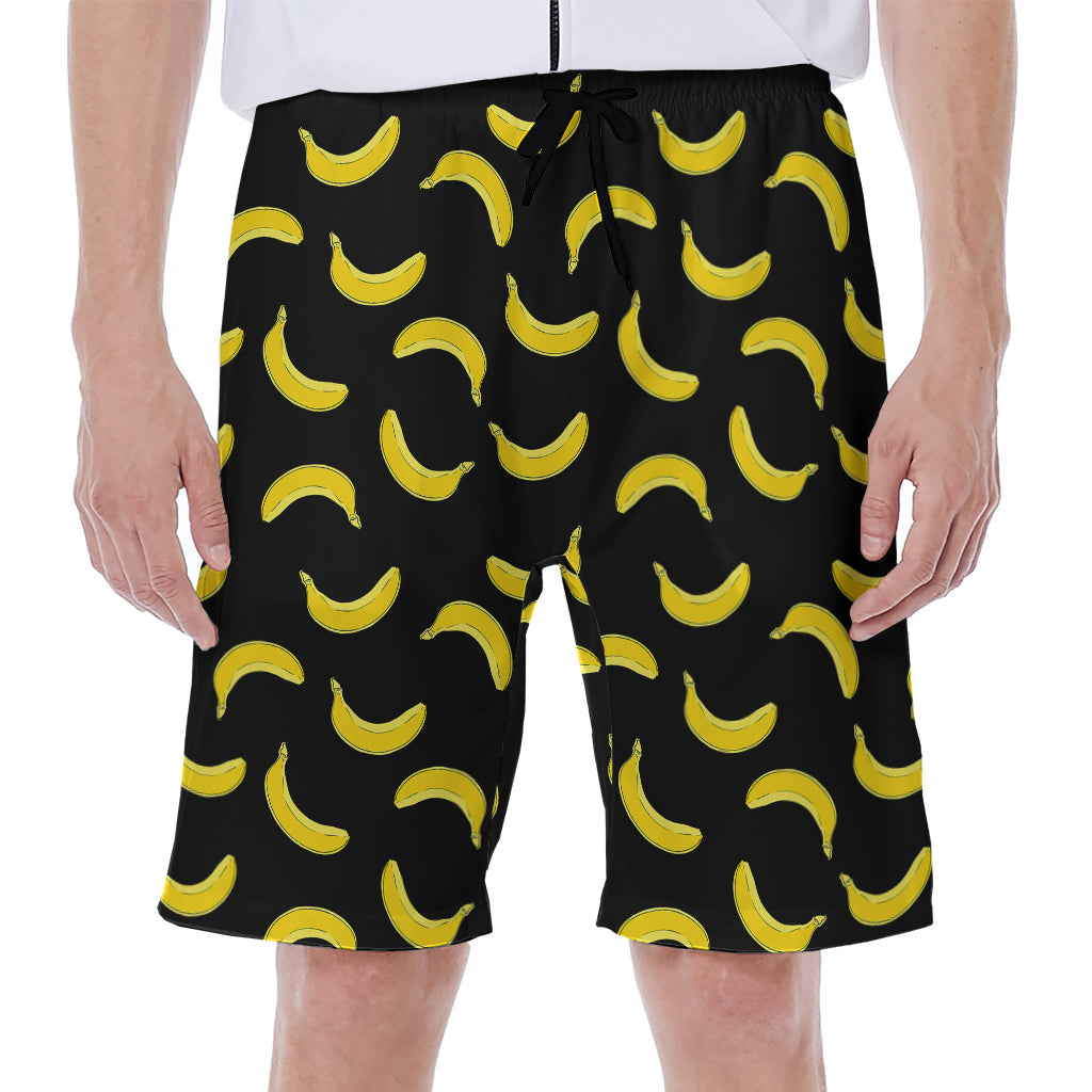 Black And Yellow Banana Pattern Print Men's Beach Shorts