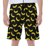 Black And Yellow Banana Pattern Print Men's Beach Shorts