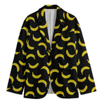 Black And Yellow Banana Pattern Print Men's Blazer