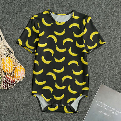 Black And Yellow Banana Pattern Print Men's Bodysuit