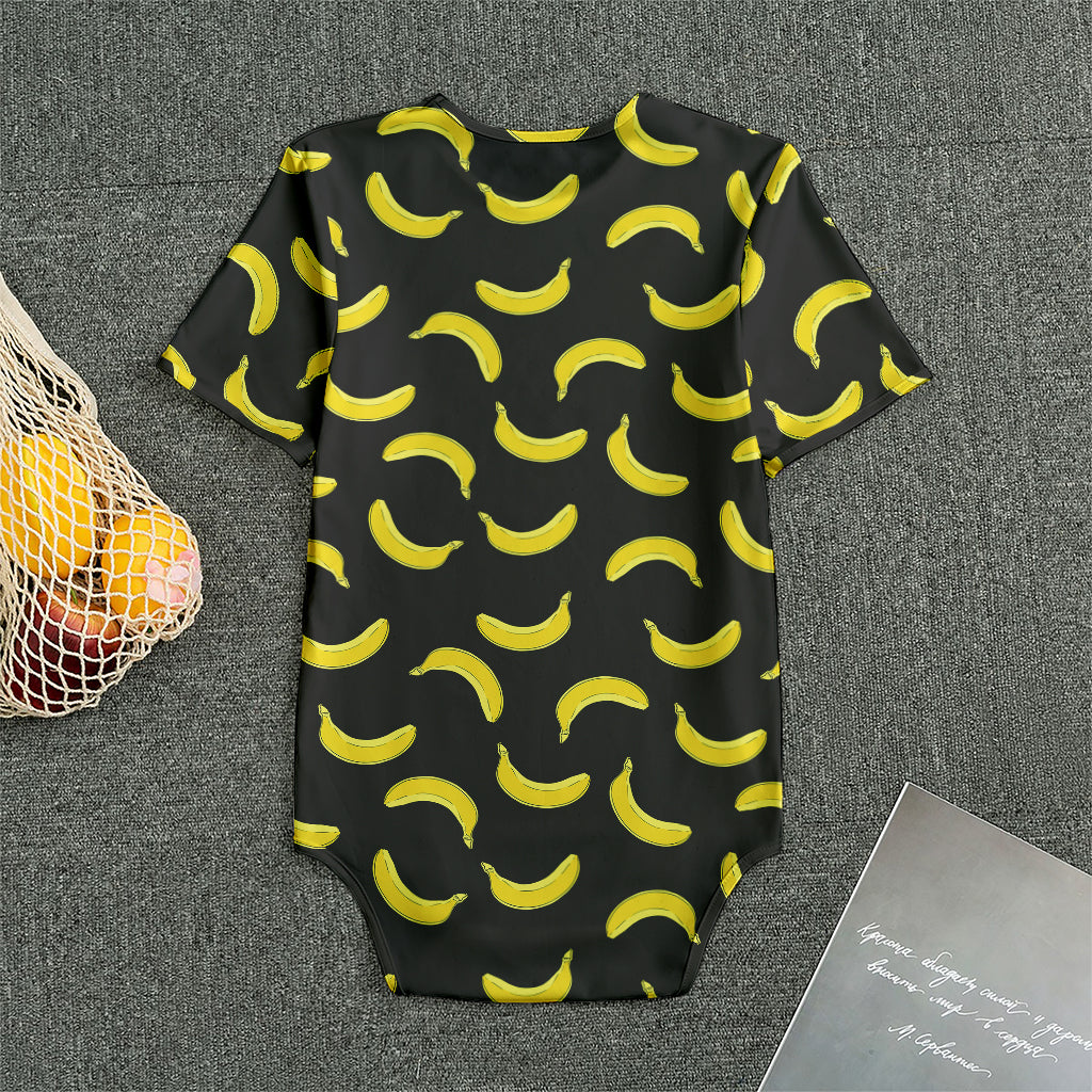 Black And Yellow Banana Pattern Print Men's Bodysuit