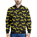 Black And Yellow Banana Pattern Print Men's Bomber Jacket