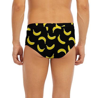 Black And Yellow Banana Pattern Print Men's Briefs