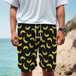 Black And Yellow Banana Pattern Print Men's Cargo Shorts