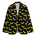 Black And Yellow Banana Pattern Print Men's Cotton Blazer