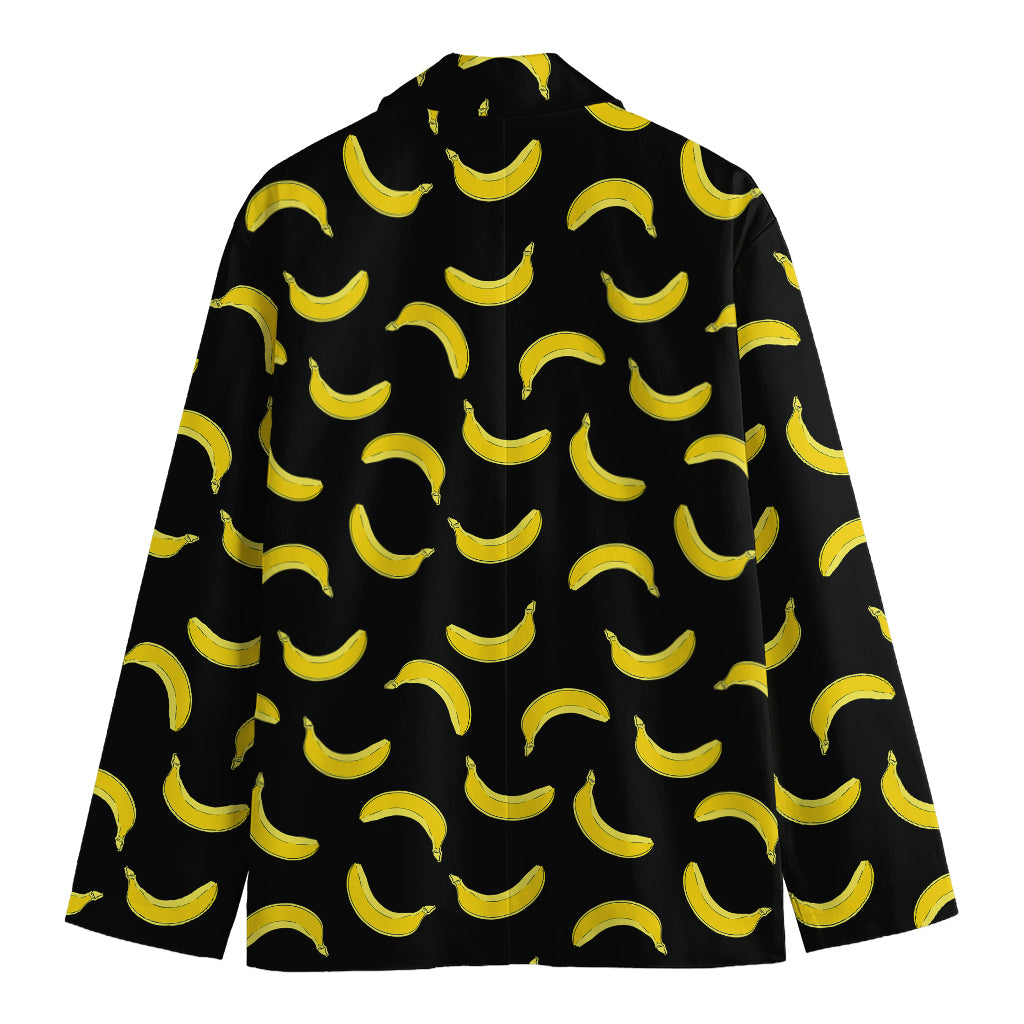 Black And Yellow Banana Pattern Print Men's Cotton Blazer