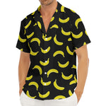 Black And Yellow Banana Pattern Print Men's Deep V-Neck Shirt
