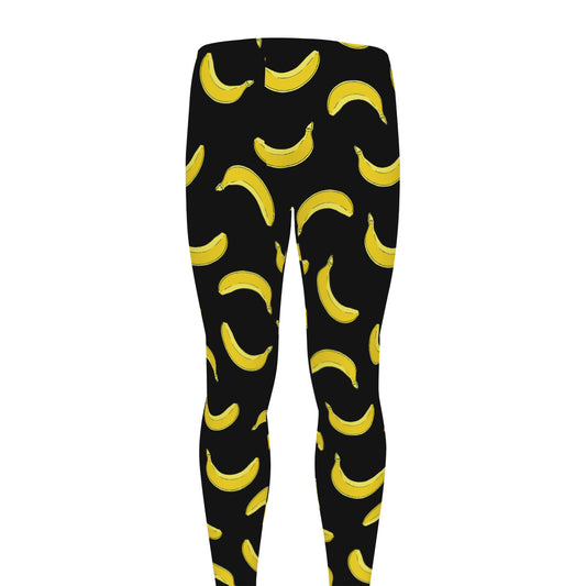 Black And Yellow Banana Pattern Print Men's leggings