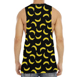 Black And Yellow Banana Pattern Print Men's Muscle Tank Top