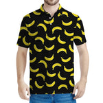 Black And Yellow Banana Pattern Print Men's Polo Shirt