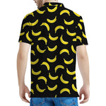 Black And Yellow Banana Pattern Print Men's Polo Shirt