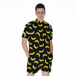 Black And Yellow Banana Pattern Print Men's Rompers