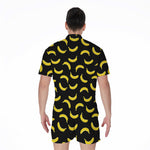 Black And Yellow Banana Pattern Print Men's Rompers