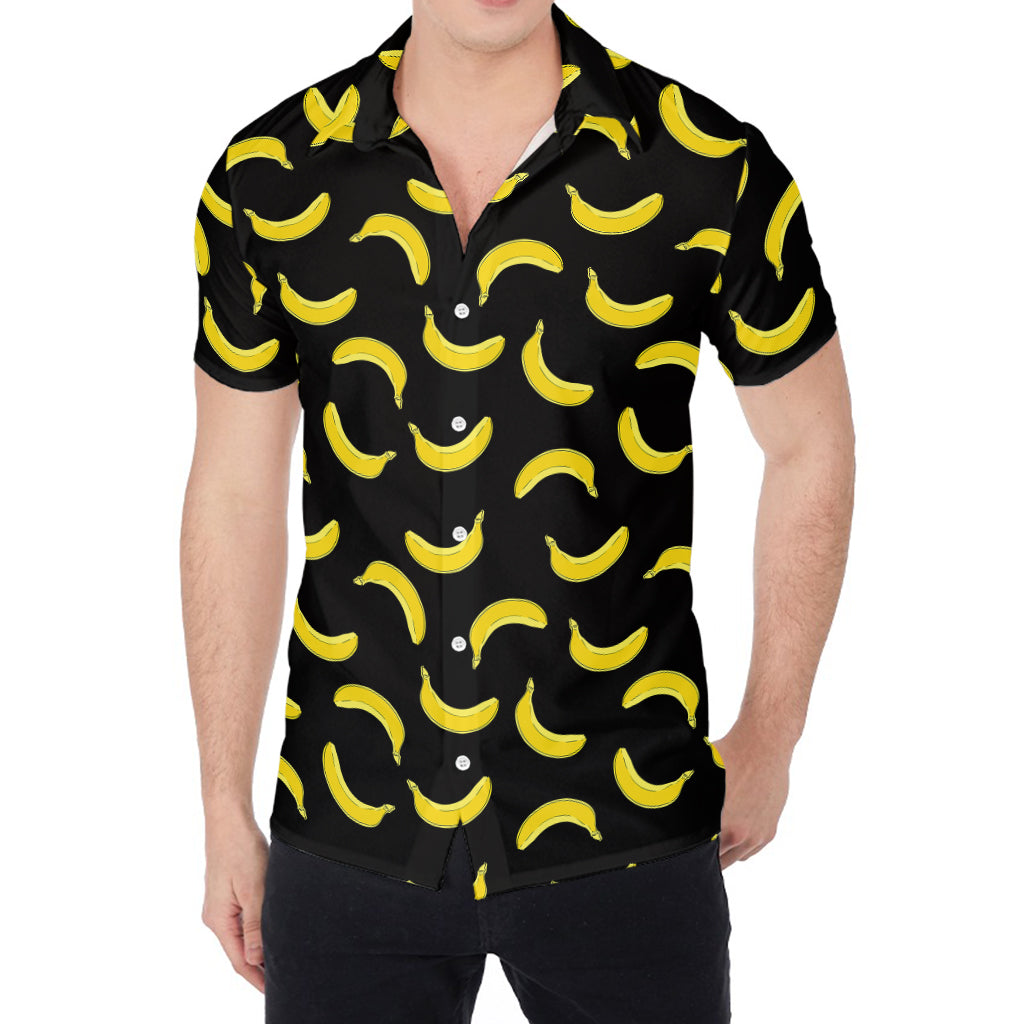 Black And Yellow Banana Pattern Print Men's Shirt